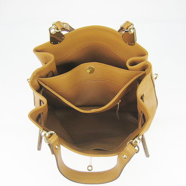 Replica Hermes New Arrival Double-duty leather handbag Light Coffee 60668 - Click Image to Close